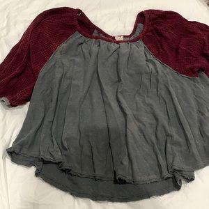 We The Free Grey and Maroon Tunic